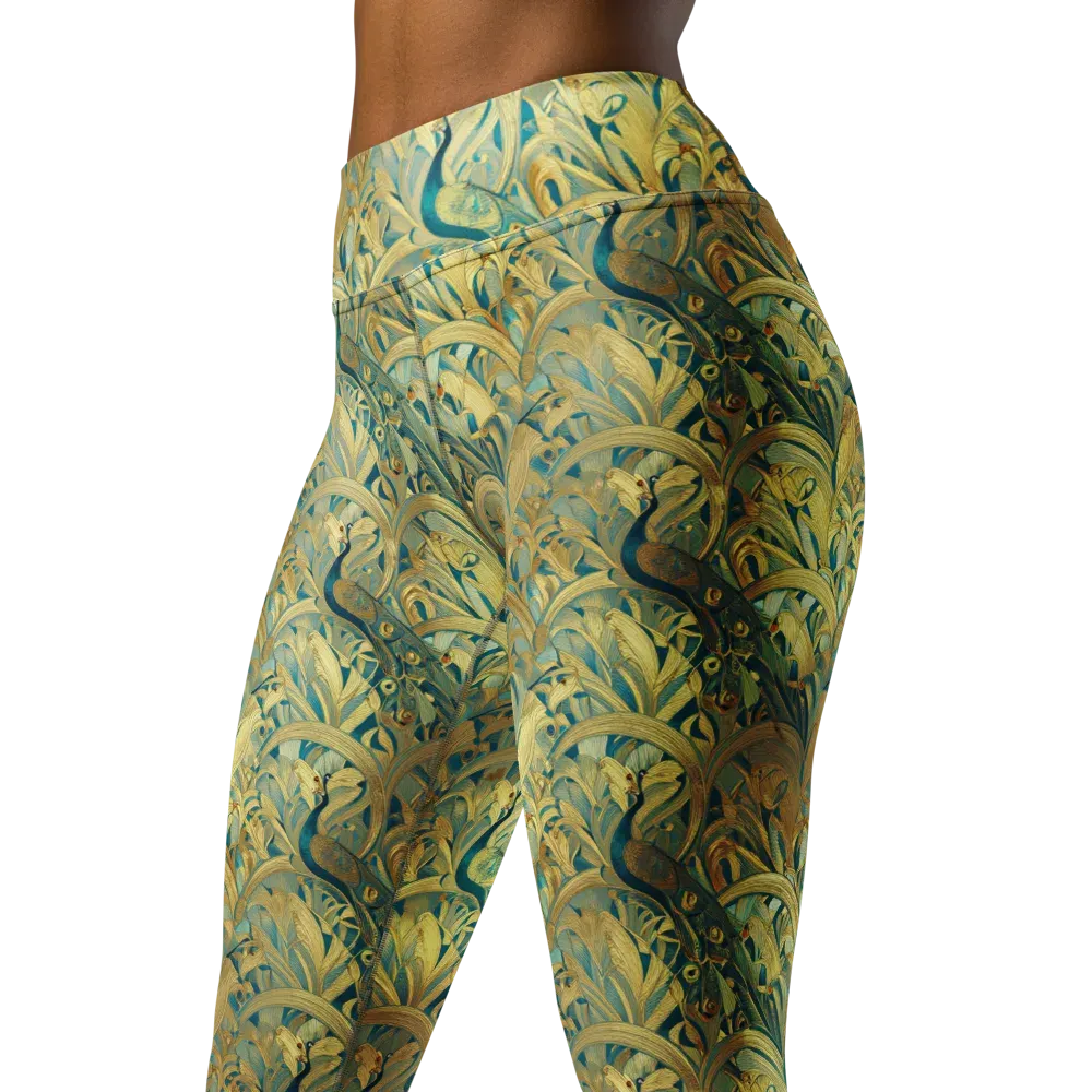 Peacock Verdure on Yoga Leggings — Left Front