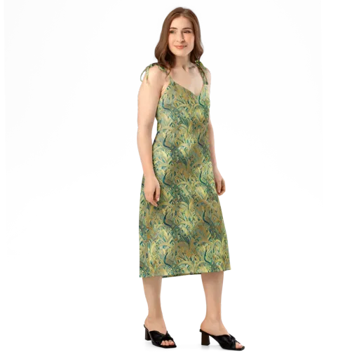 Peacock Verdure on a Slip Dress