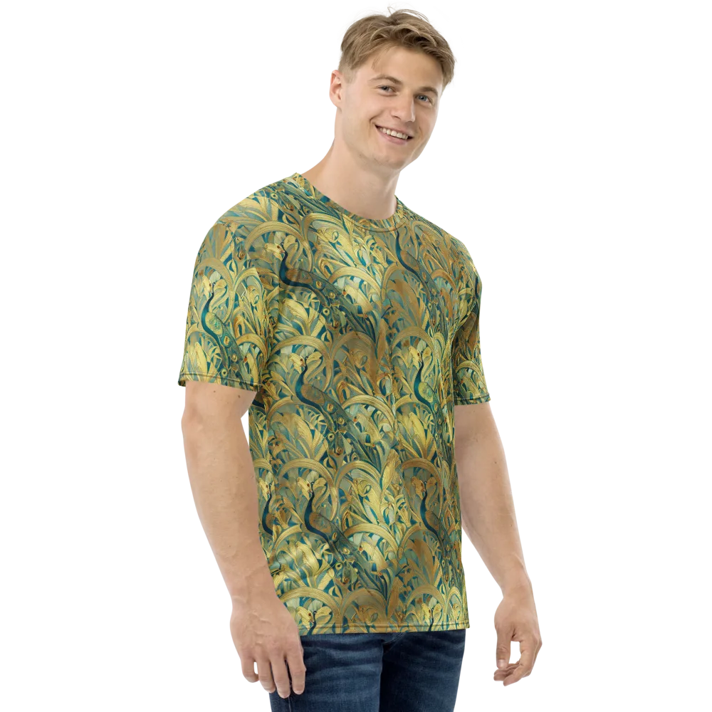 Peacock Verdure on Men's Crew Neck T-Shirt — Right