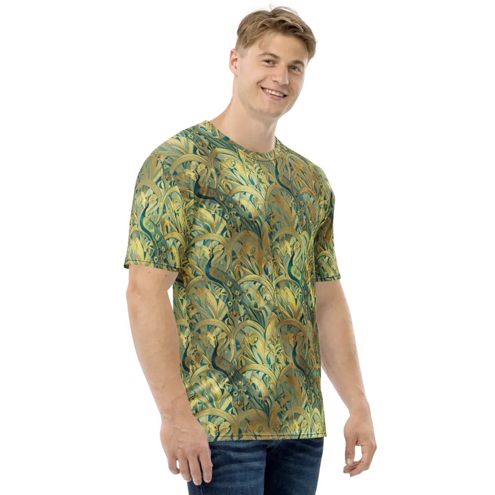 Peacock Verdure on Men's Crew Neck T-Shirt — Right
