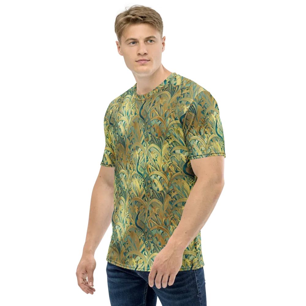Peacock Verdure on Men's Crew Neck T-Shirt — Left