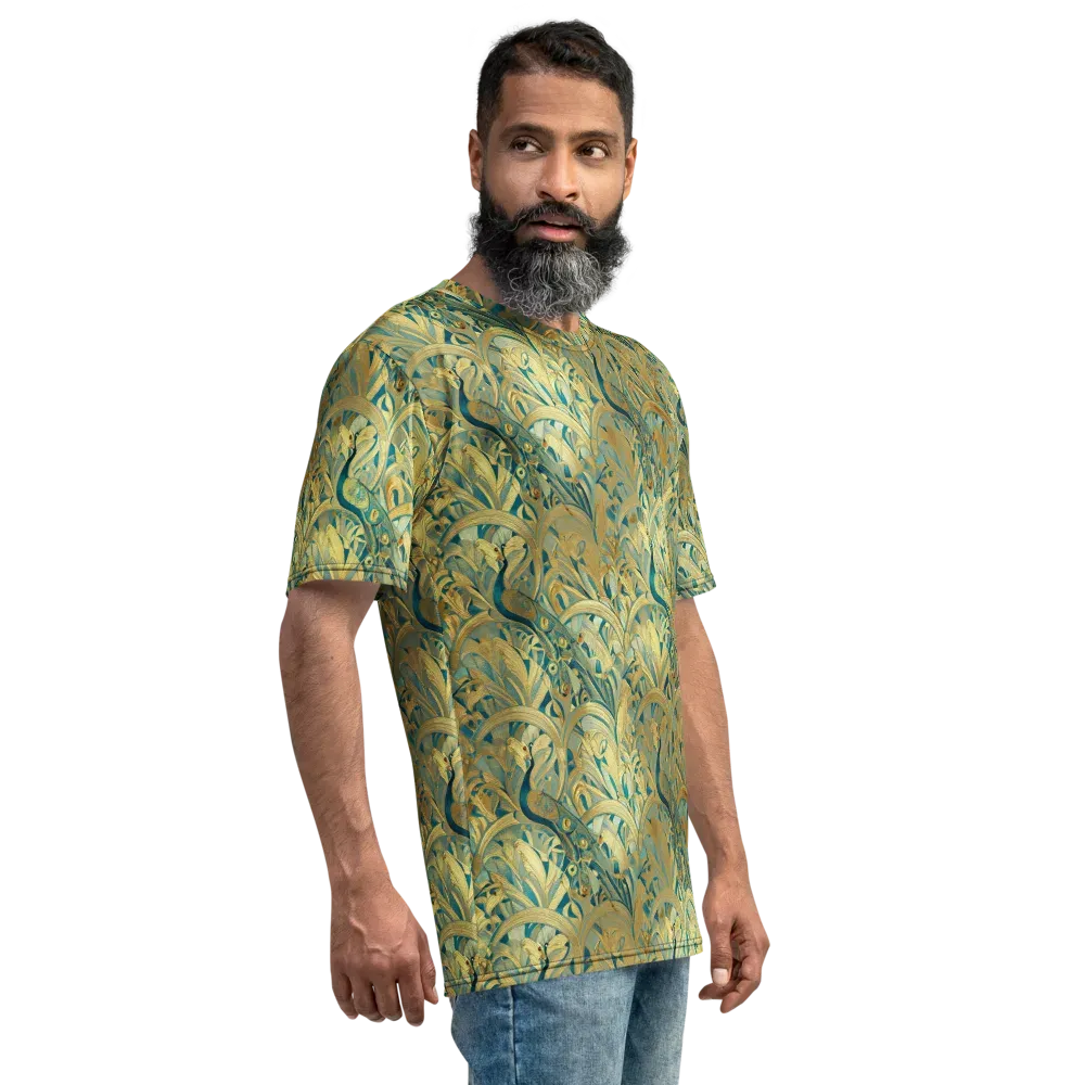 Peacock Verdure on Men's Crew Neck T-Shirt — Right