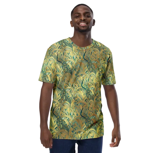 Peacock Verdure on a Men's Crew Neck T-Shirt