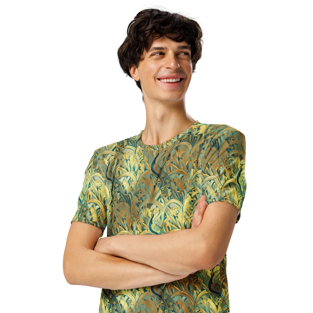 Peacock Verdure on Men's Crew Neck T-Shirt — Left Front
