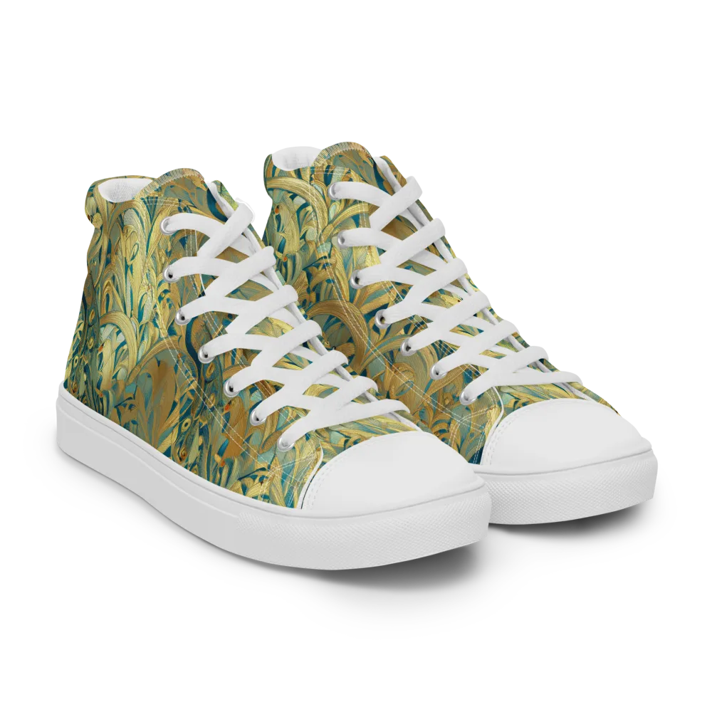 Peacock Verdure on Men's High Top Canvas Shoes — Right Front
