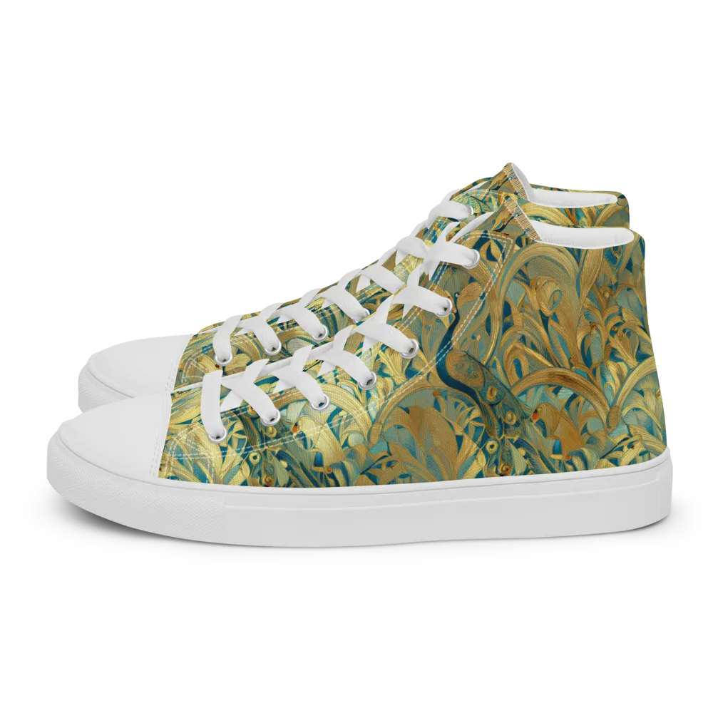 Peacock Verdure on Men's High Top Canvas Shoes — Left
