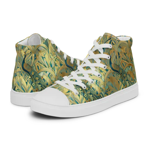 Peacock Verdure on a Men's High Top Canvas Shoes