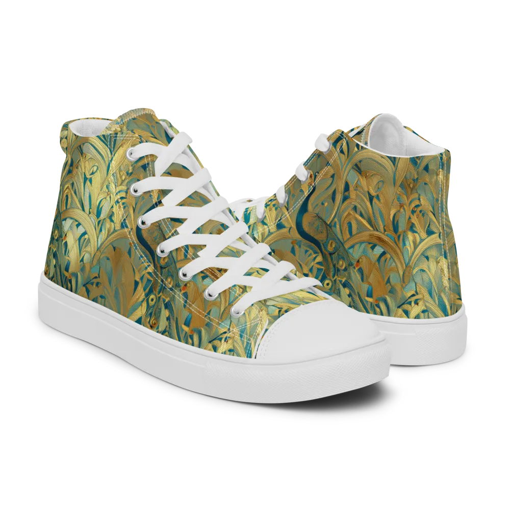 Peacock Verdure on Men's High Top Canvas Shoes — Right