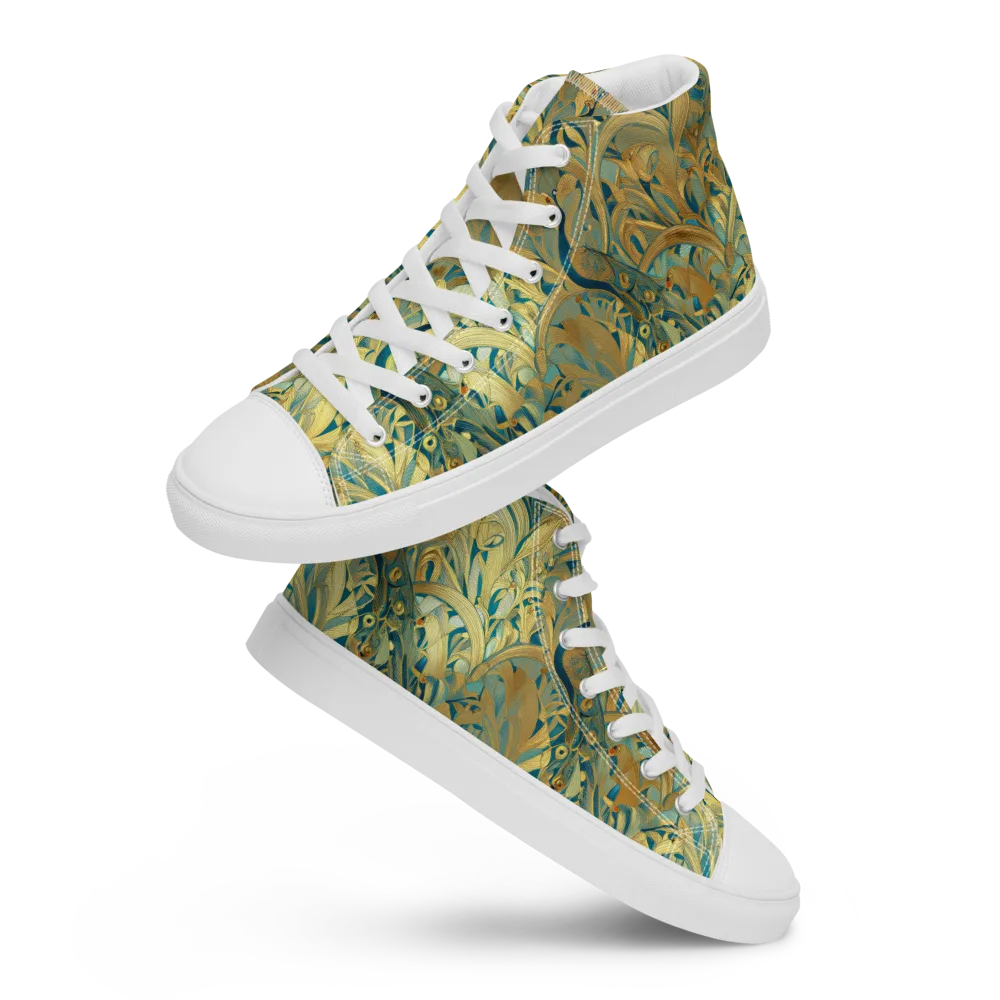 Peacock Verdure on Men's High Top Canvas Shoes — Front