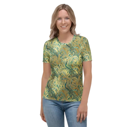 Peacock Verdure on a Women's Crew Neck T-Shirt