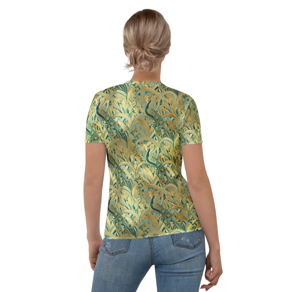 Peacock Verdure on Women's Crew Neck T-Shirt — Back