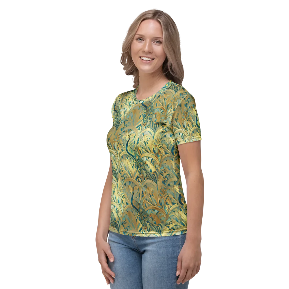 Peacock Verdure on Women's Crew Neck T-Shirt — Left