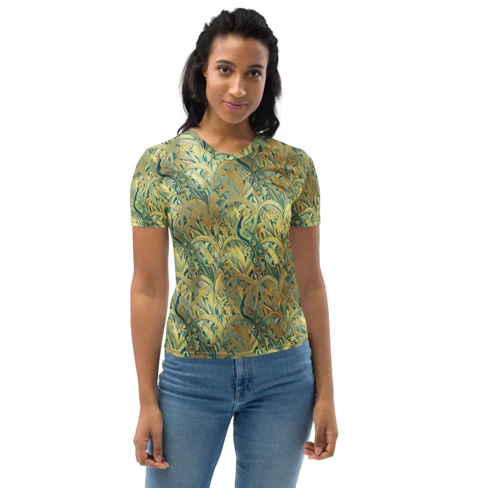 Peacock Verdure on Women's Crew Neck T-Shirt — Front