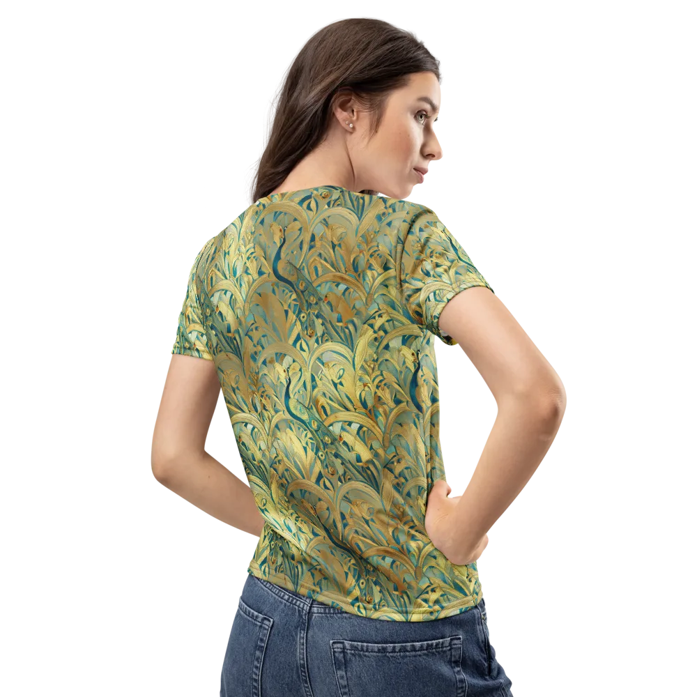 Peacock Verdure on Women's Crew Neck T-Shirt — Back