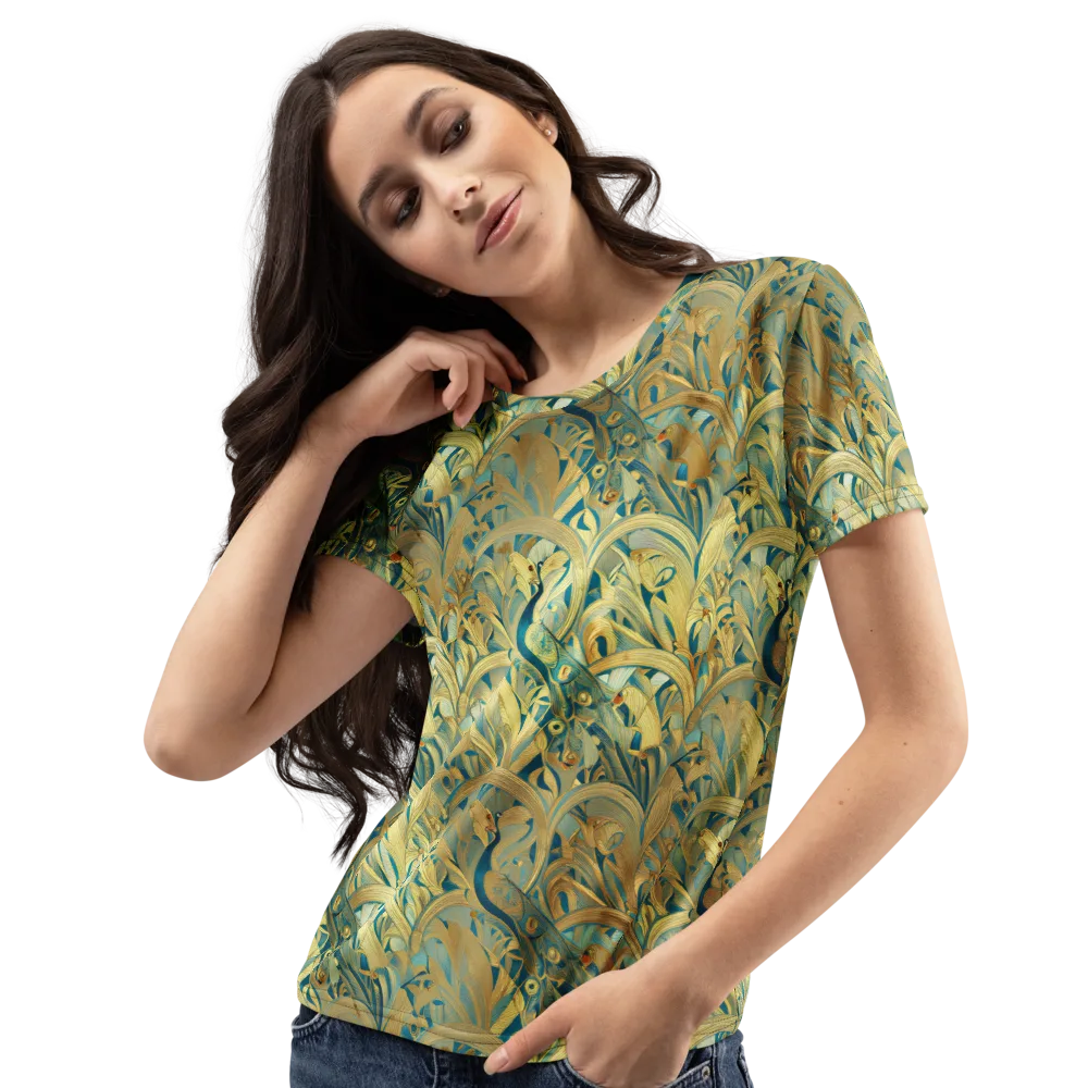 Peacock Verdure on Women's Crew Neck T-Shirt — Left Front