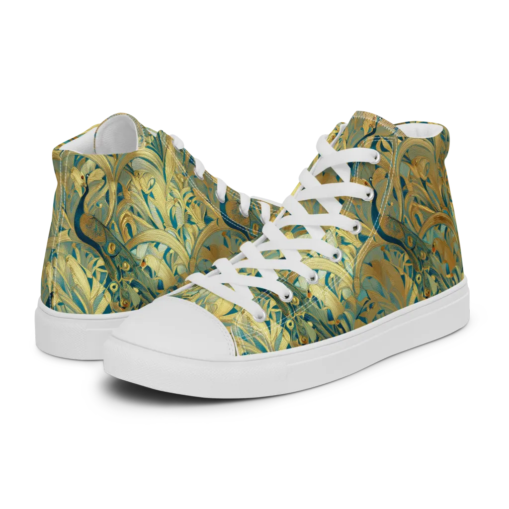 Peacock Verdure on Women's High Top Canvas Shoes — Left