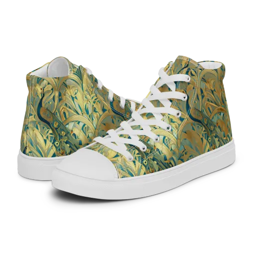 Peacock Verdure on a Women's High Top Canvas Shoes