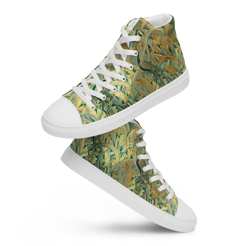 Peacock Verdure on Women's High Top Canvas Shoes — Front