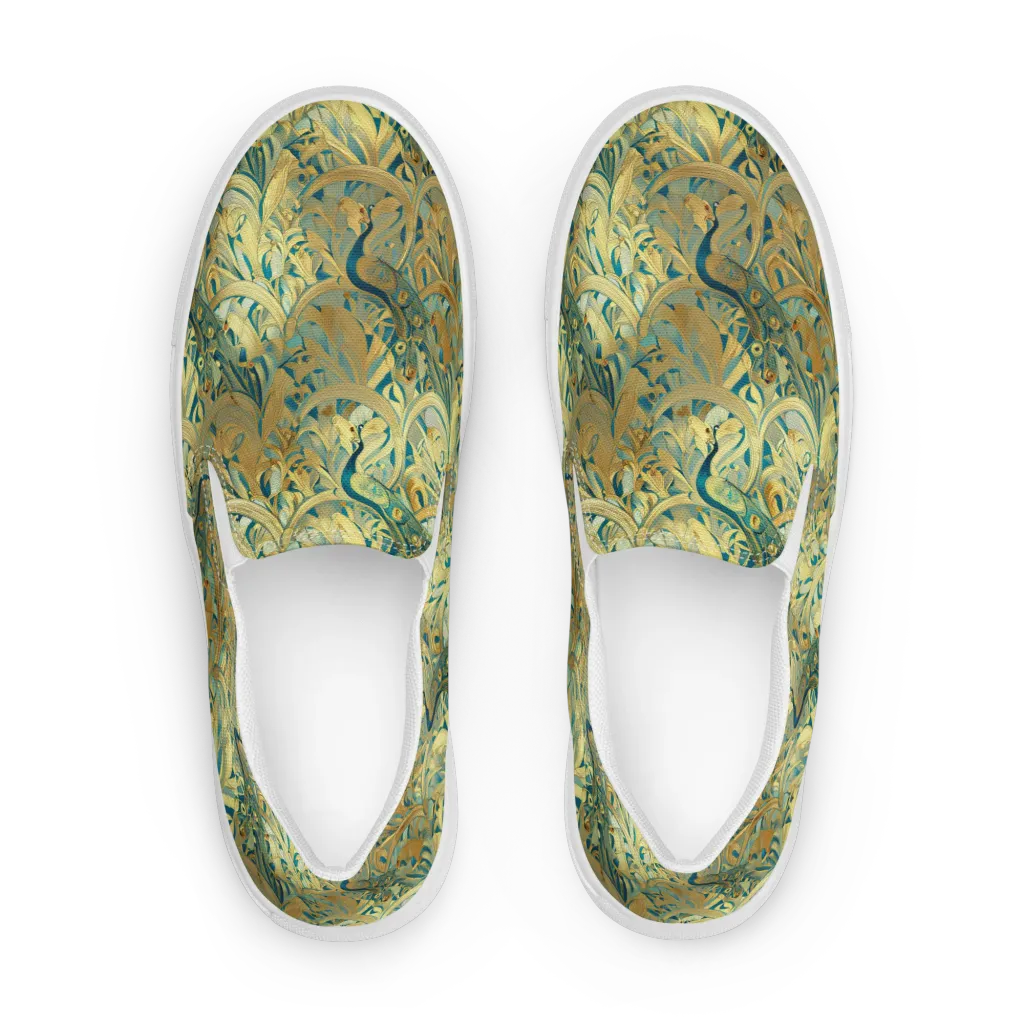 Peacock Verdure on Men's Slip-On Canvas Shoes — Front