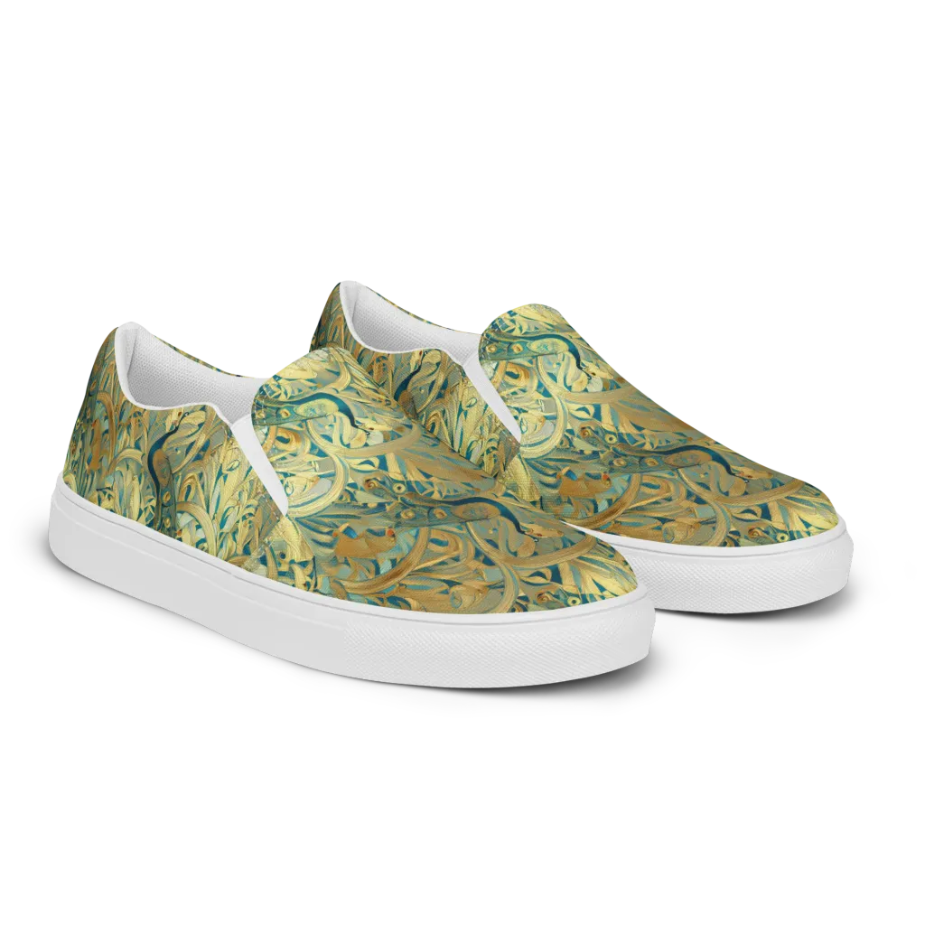 Peacock Verdure on Men's Slip-On Canvas Shoes — Right Front