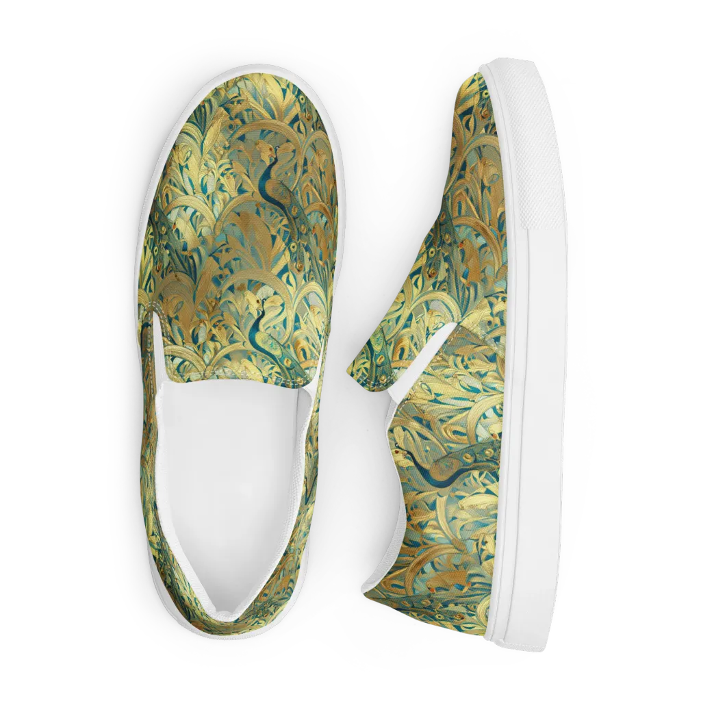 Peacock Verdure on Men's Slip-On Canvas Shoes — Front
