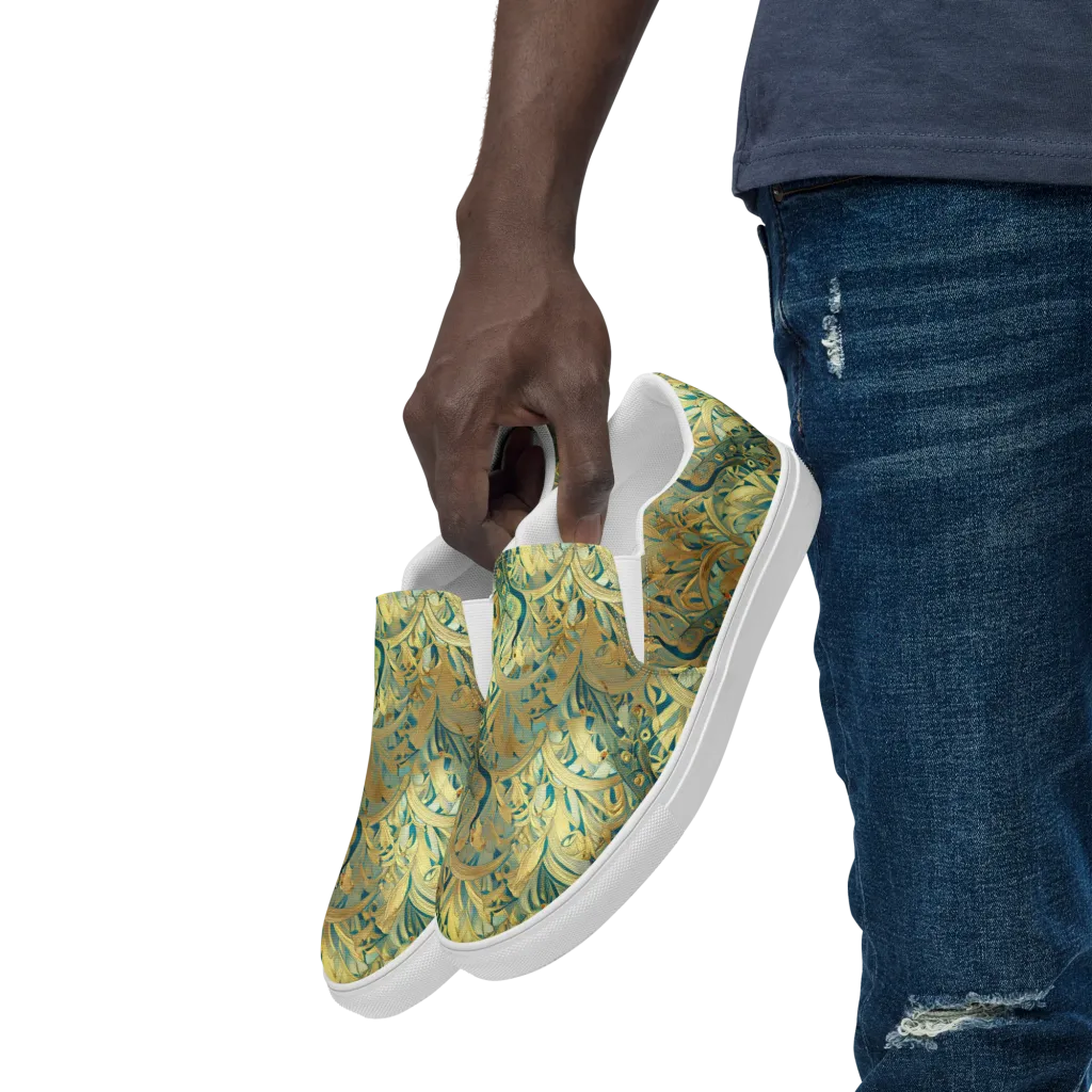 Peacock Verdure on Men's Slip-On Canvas Shoes — Left Front