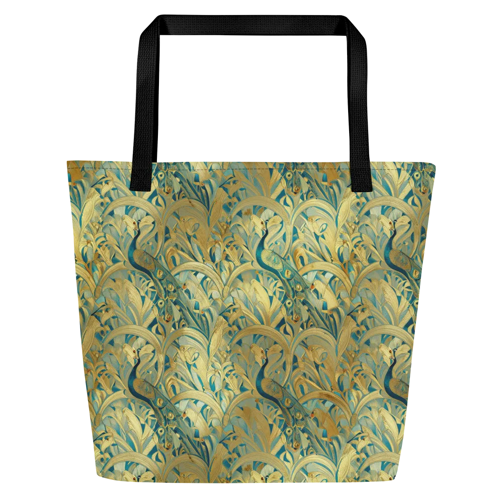 Peacock Verdure on Large Tote Bag W/ Pocket — Front