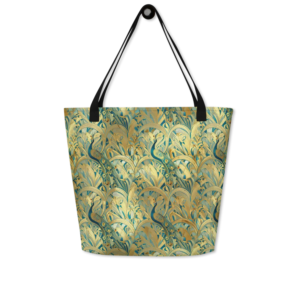 Peacock Verdure on Large Tote Bag W/ Pocket — Front