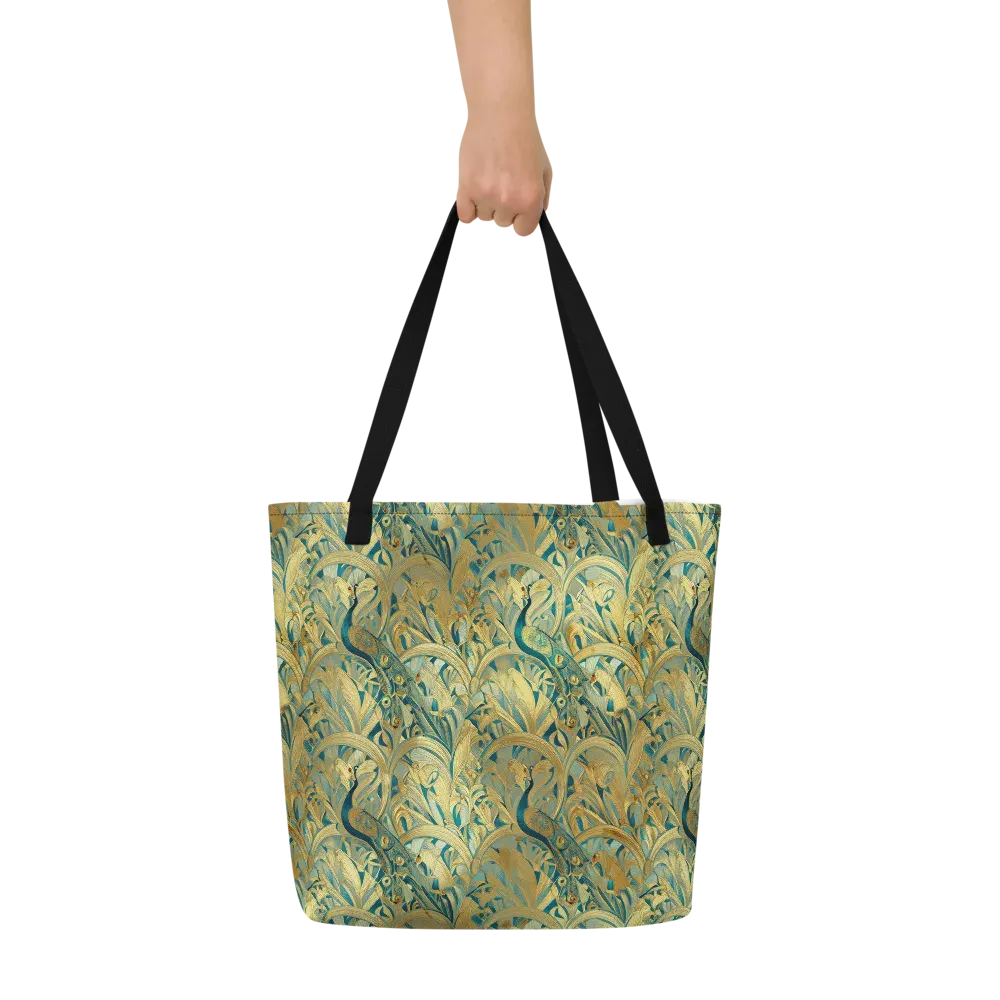 Peacock Verdure on Large Tote Bag W/ Pocket — Front
