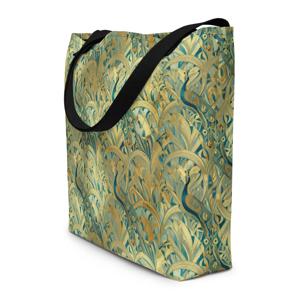 Peacock Verdure on Large Tote Bag W/ Pocket — Front