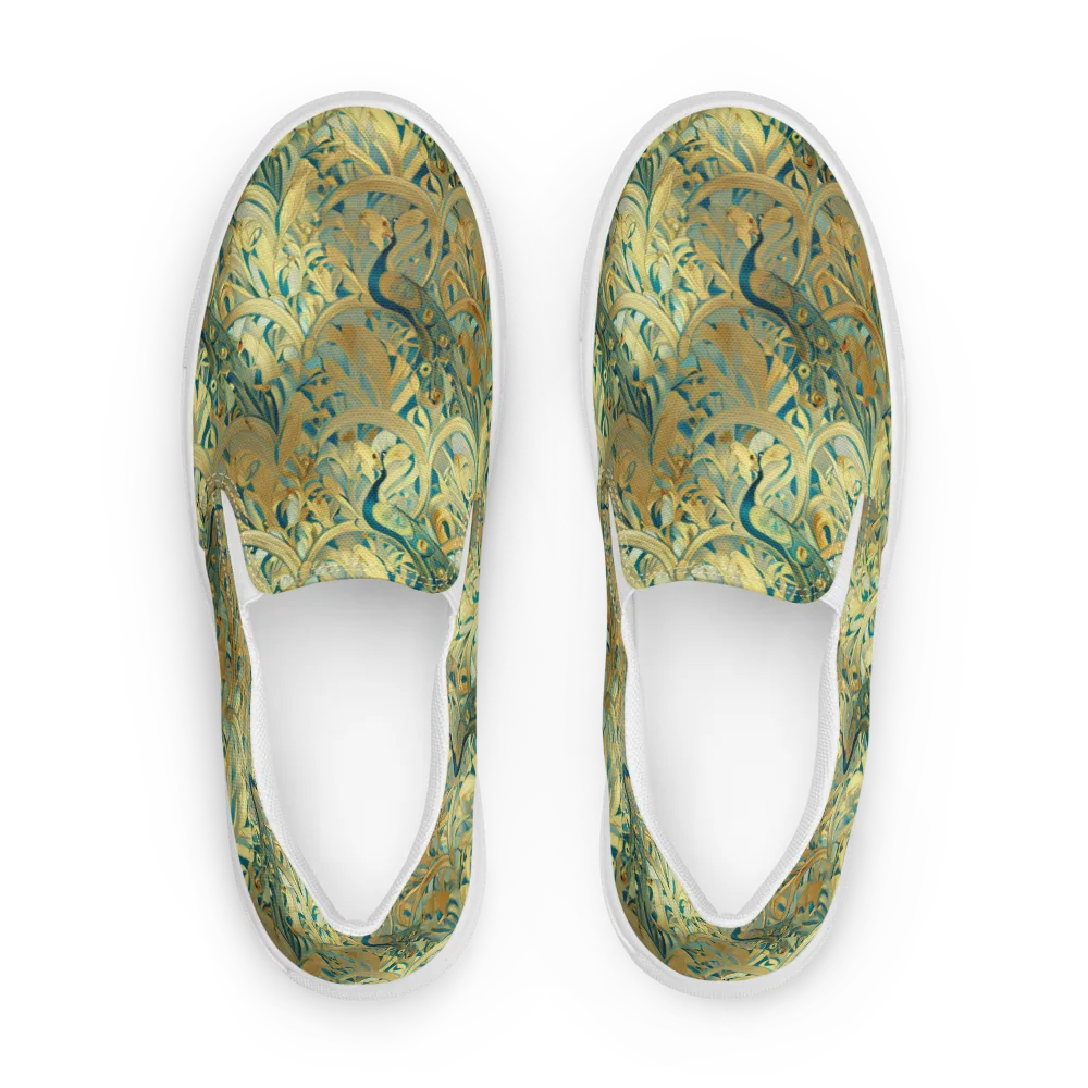 Peacock Verdure on Women's Slip-On Canvas Shoes — Front