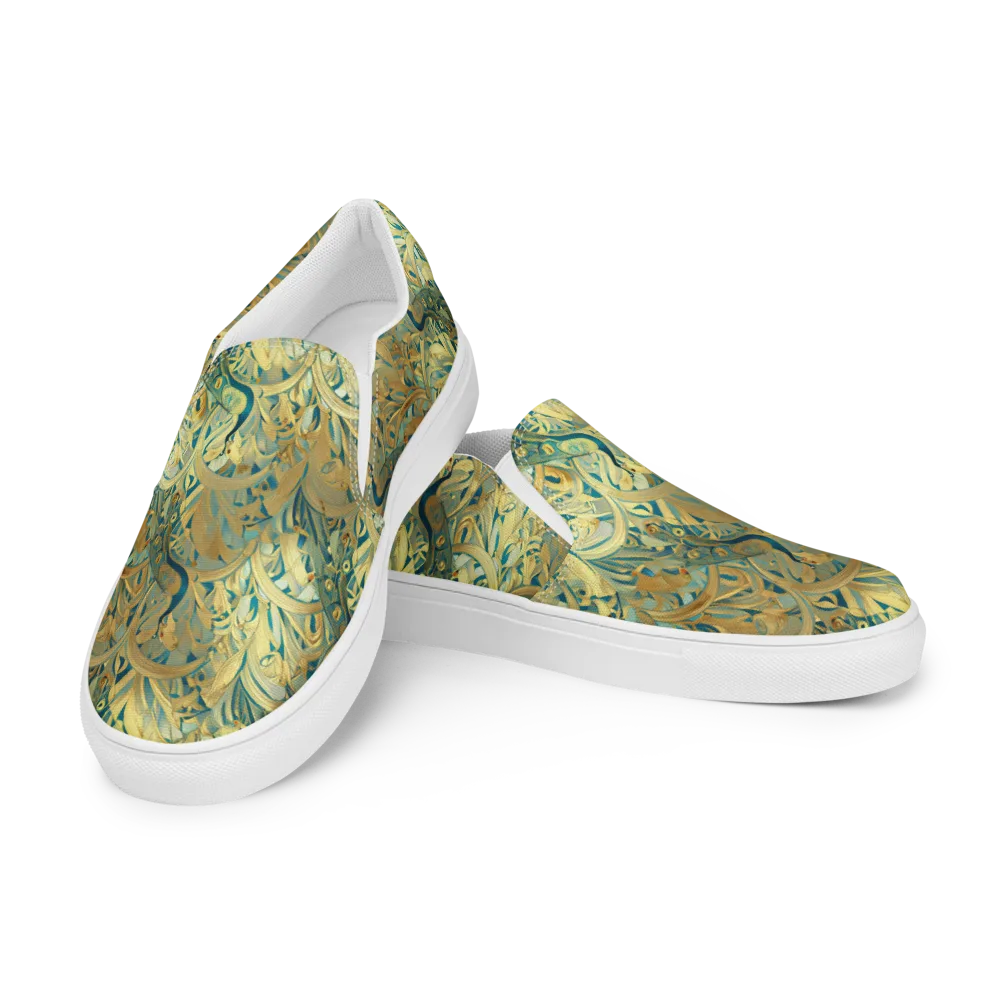 Peacock Verdure on Women's Slip-On Canvas Shoes — Left Front
