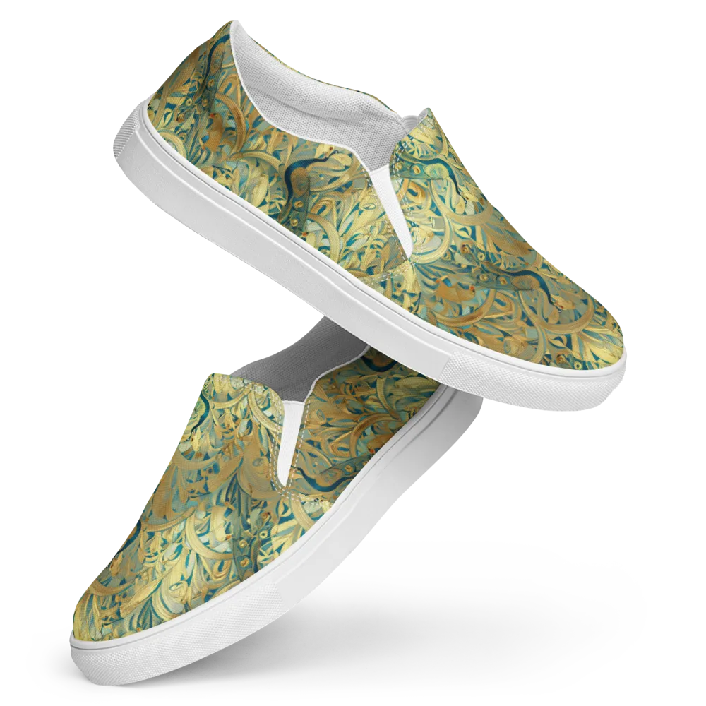 Peacock Verdure on Women's Slip-On Canvas Shoes — Front
