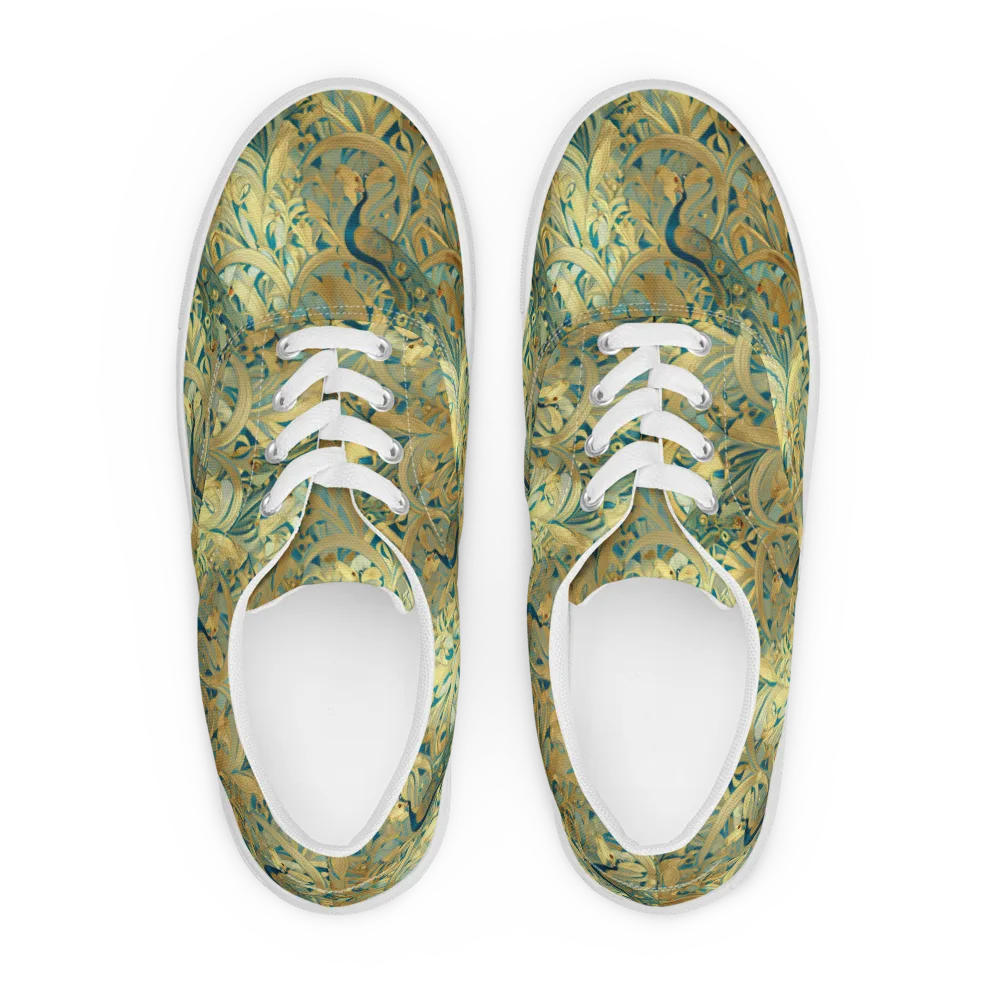 Peacock Verdure on Men's Lace-Up Canvas Shoes — Front