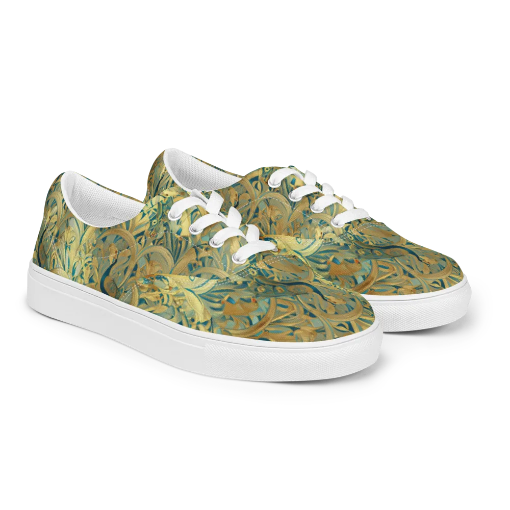 Peacock Verdure on Men's Lace-Up Canvas Shoes — Right Front