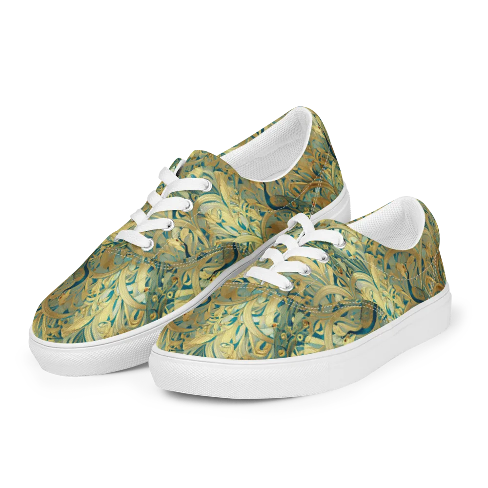 Peacock Verdure on Men's Lace-Up Canvas Shoes — Left Front
