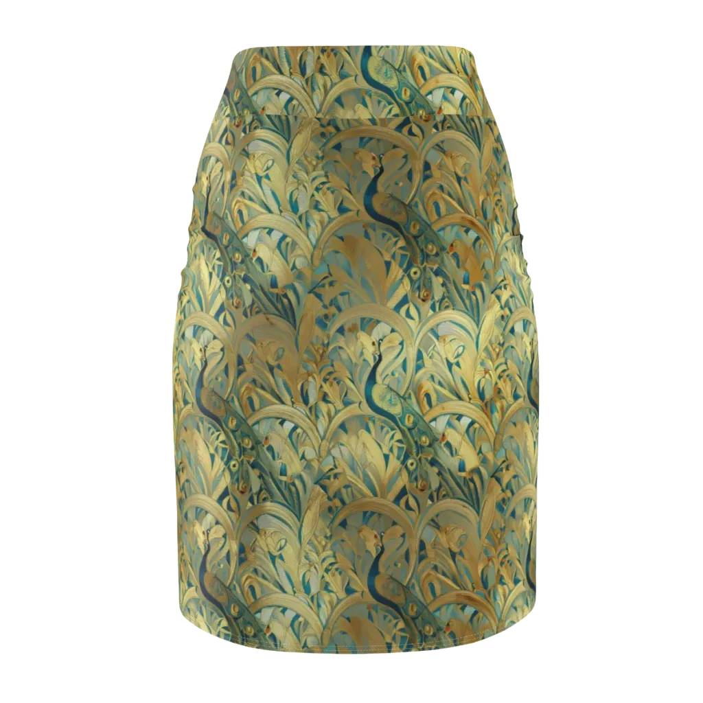 Peacock Verdure on Pencil Skirt — Back