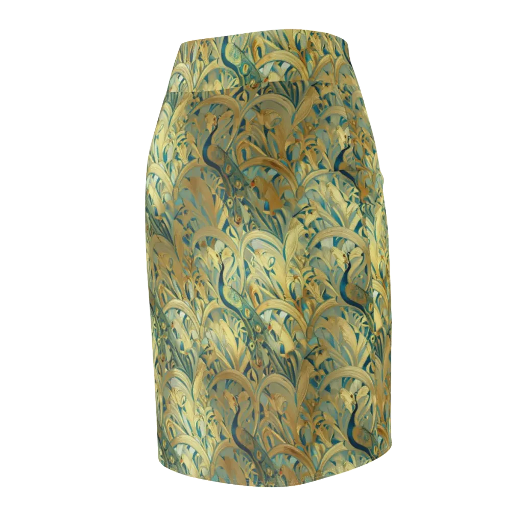 Peacock Verdure on Pencil Skirt — Back Side