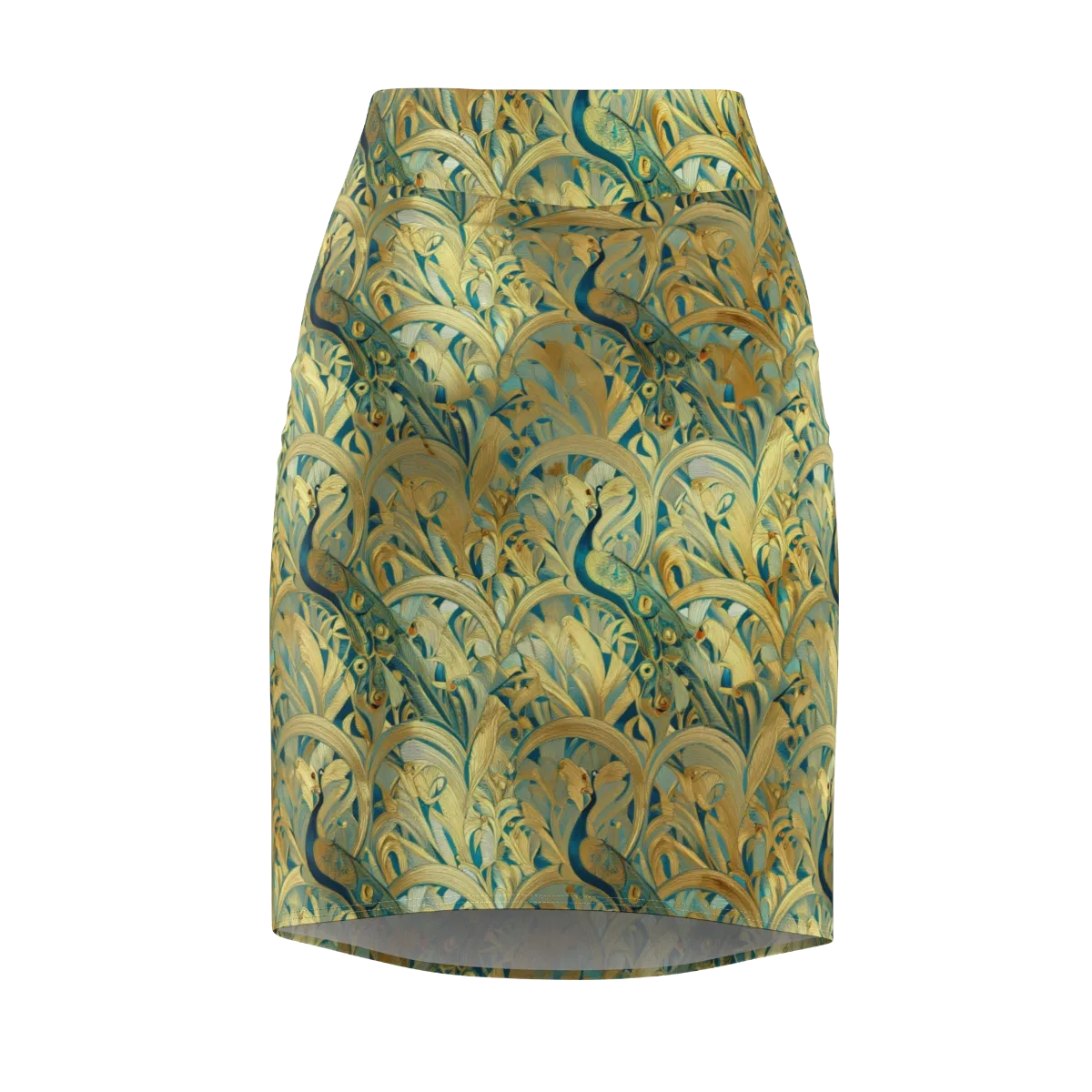 Peacock Verdure on Pencil Skirt — Front