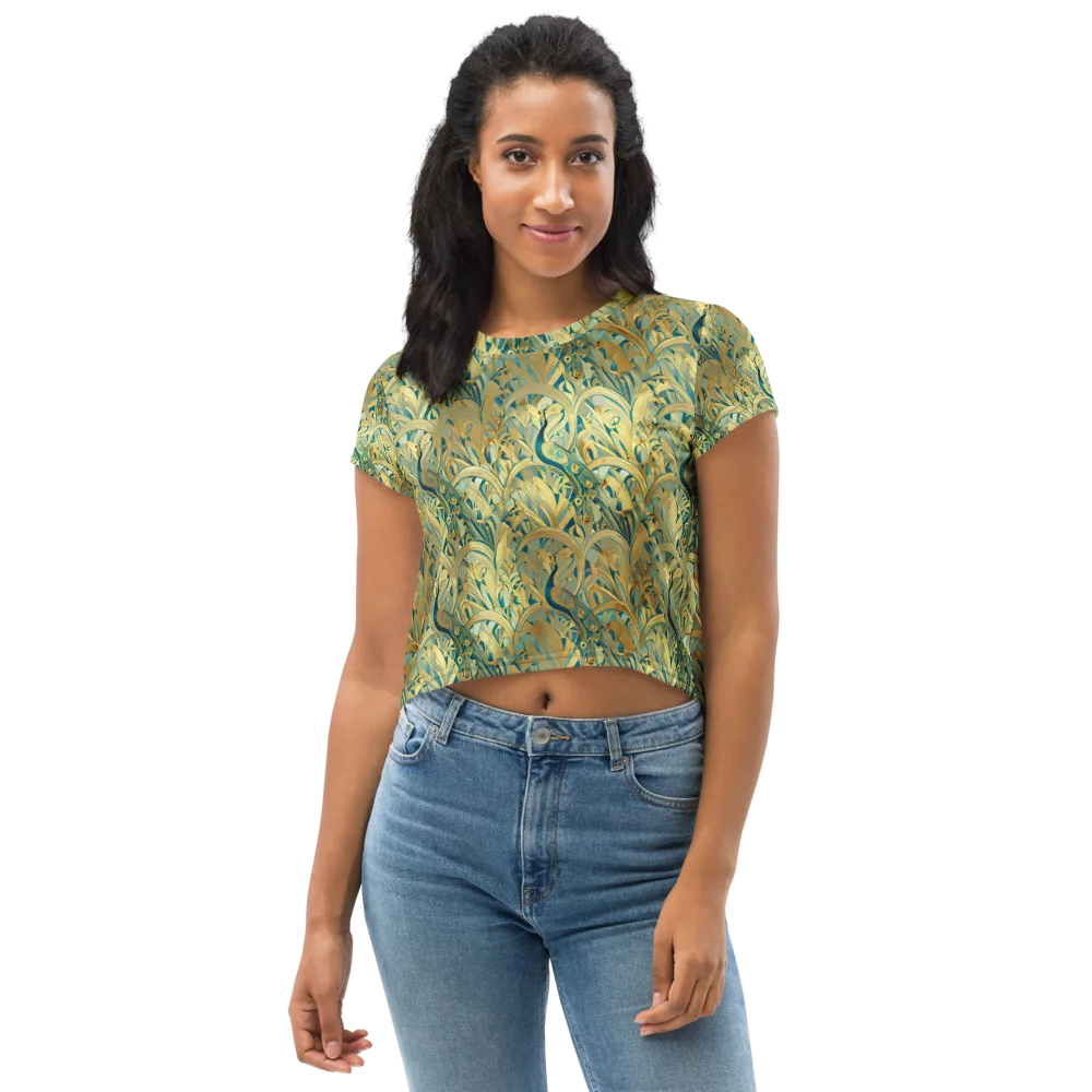 Peacock Verdure on Crop Tee — Front