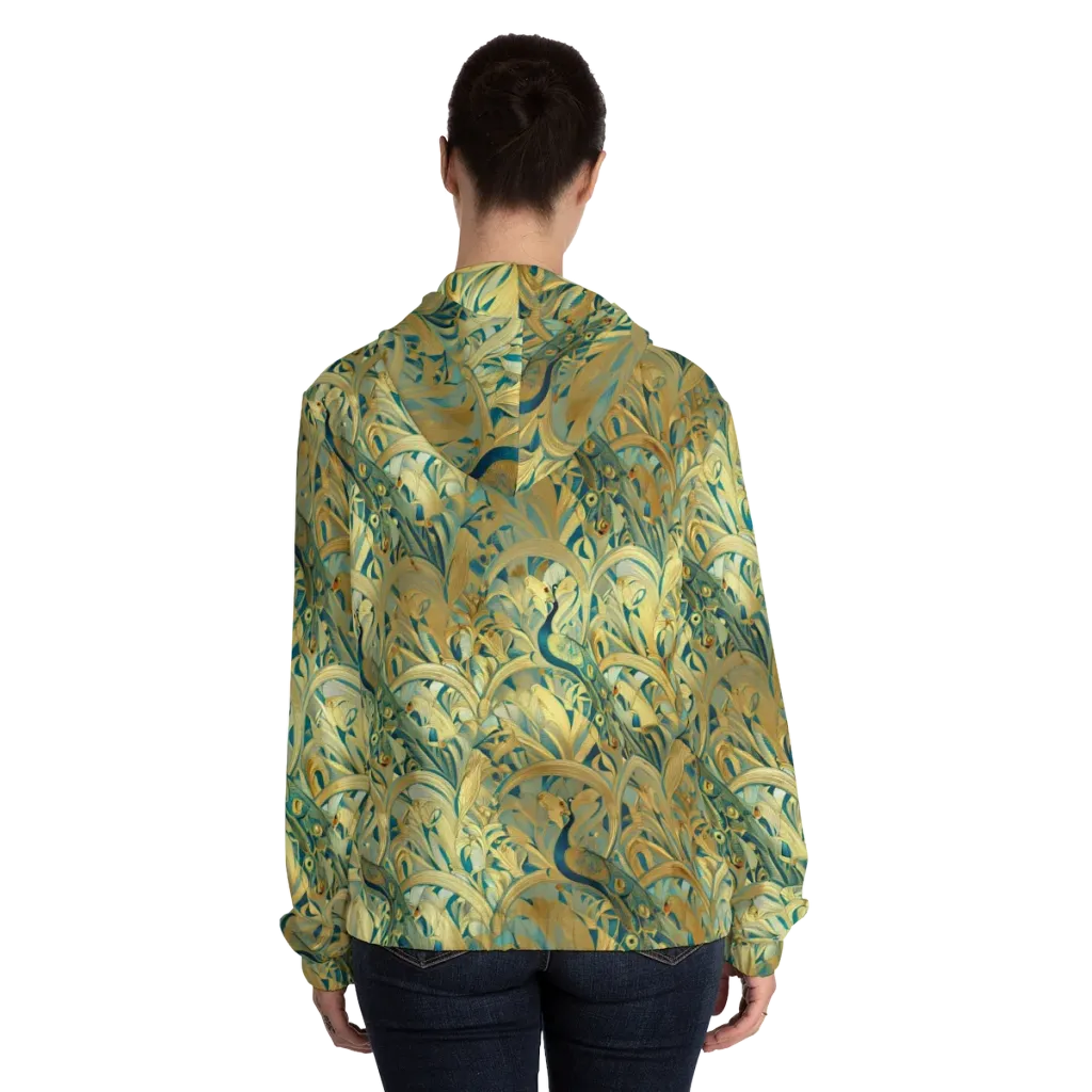 Peacock Verdure on Women's Full-Zip Hoodie — Back On Person