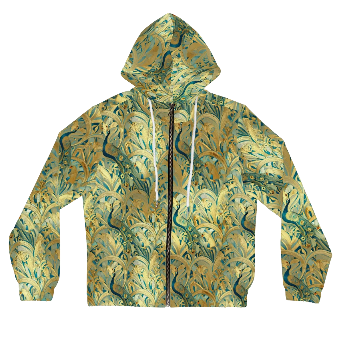 Peacock Verdure on Women's Full-Zip Hoodie — Front