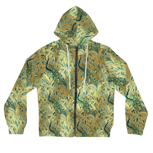 Peacock Verdure on a Women's Full-Zip Hoodie