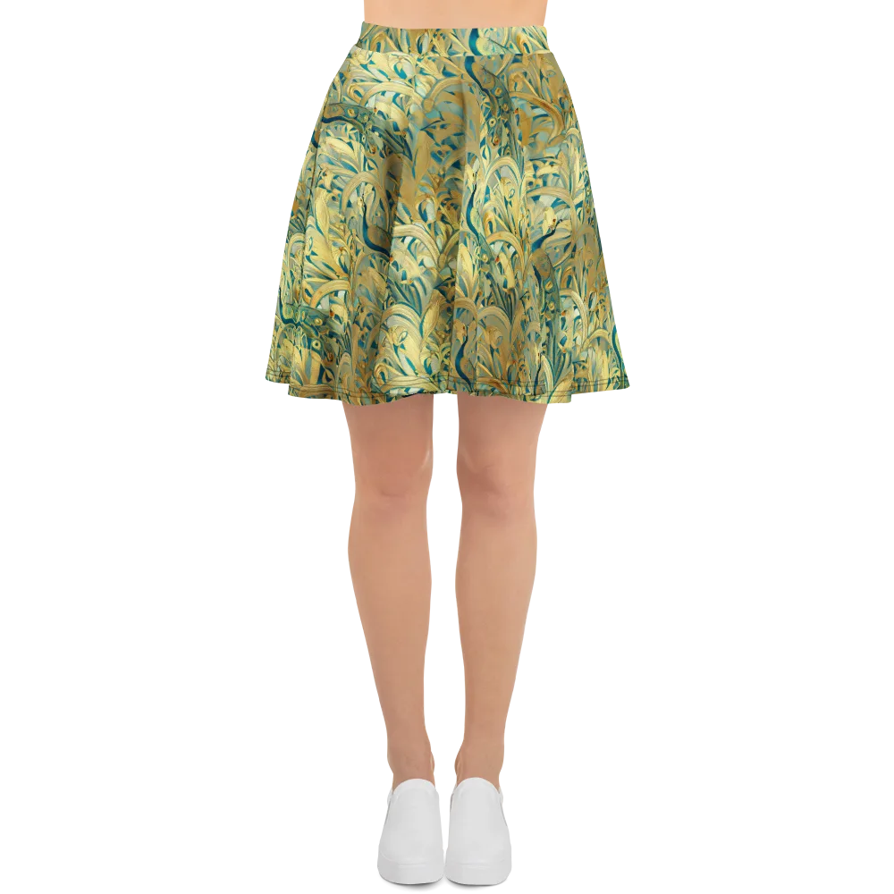 Peacock Verdure on Skater Skirt — Front
