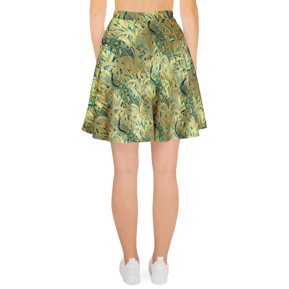 Peacock Verdure on Skater Skirt — Back