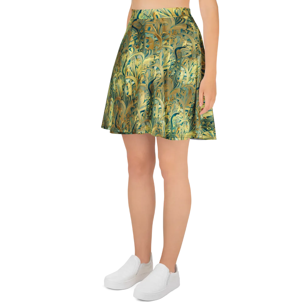 Peacock Verdure on Skater Skirt — Left