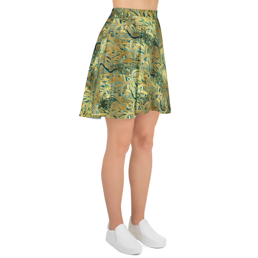 Peacock Verdure on Skater Skirt — Right