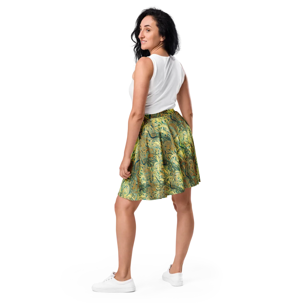 Peacock Verdure on Skater Skirt — Back