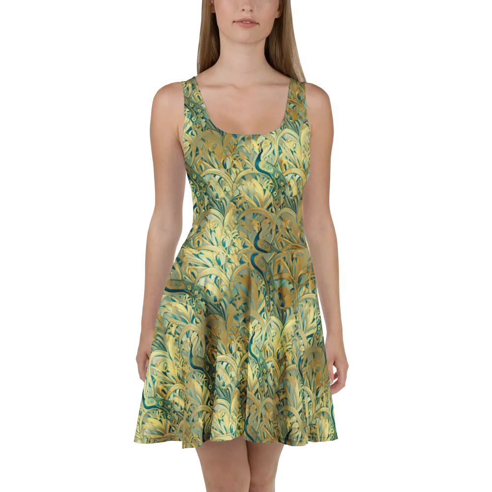 Peacock Verdure on Skater Dress — Front