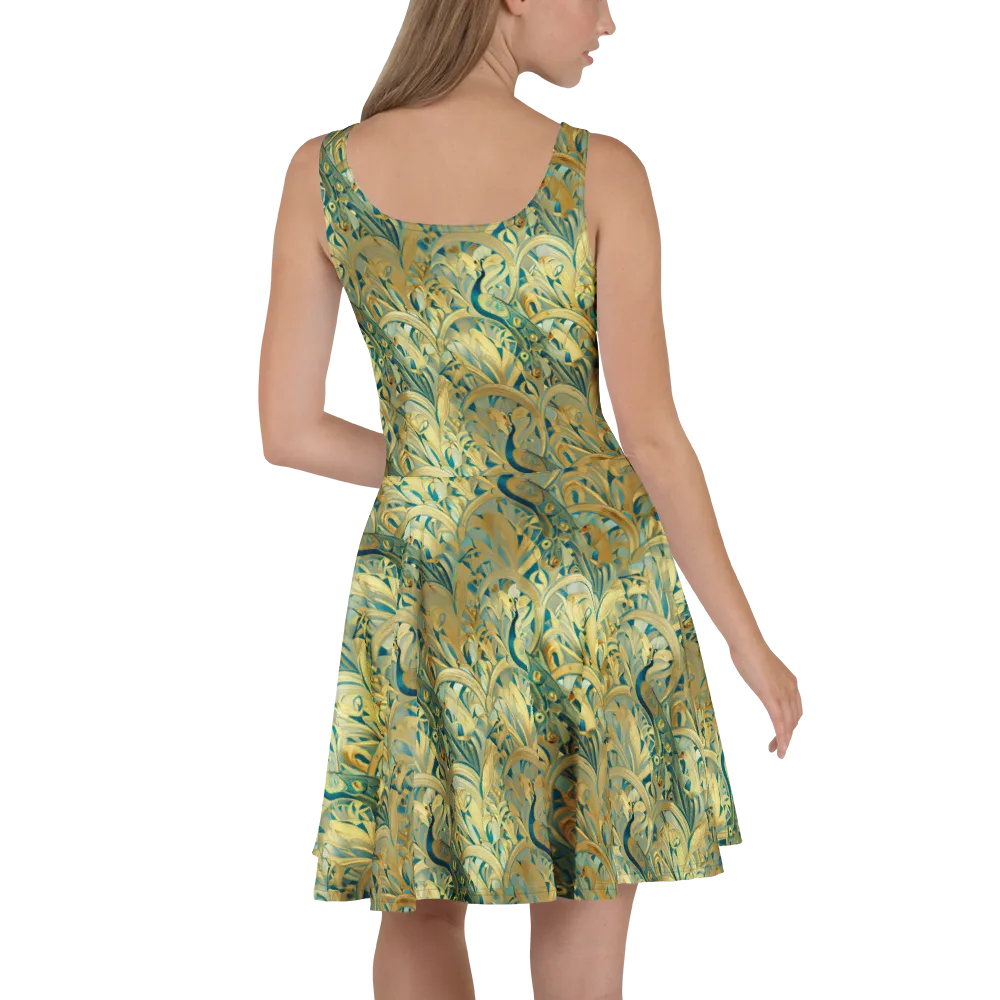 Peacock Verdure on Skater Dress — Back